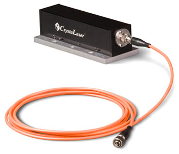 Compact orange laser with fiber coupled